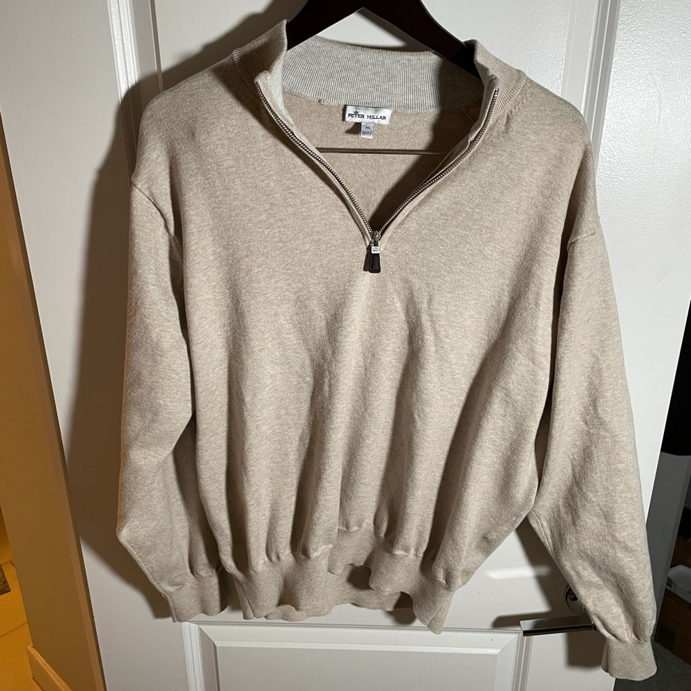 Peter Millar white cream quarter zip XL